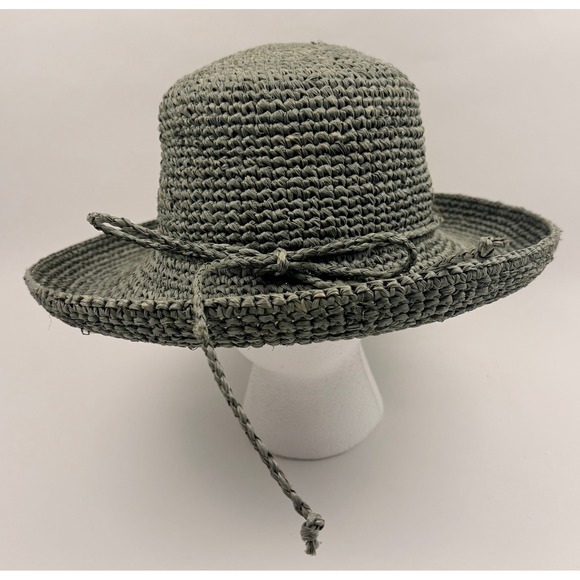 Scala Accessories - Scala Collezione Raffia Sage Green Natural Fiber Woven Sun Hat One Size